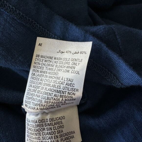 Style & Co Petite Medium Polo Top Short Sleeve Button Neck Lightweight Navy Blue - Picture 9 of 9